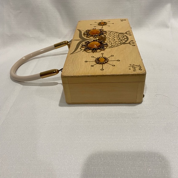 Vintage 1960's Enid Collins 'Night Owl' Wood Box Bag - Picture 6 of 11